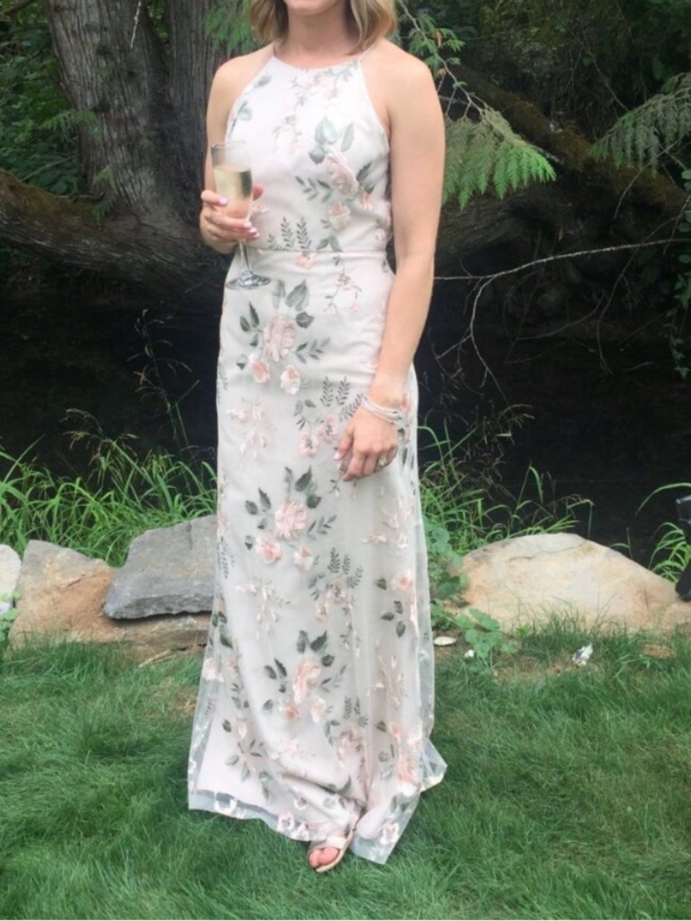 JENNY YOO Gorgeous dusty pink bridesmaid maxi dress